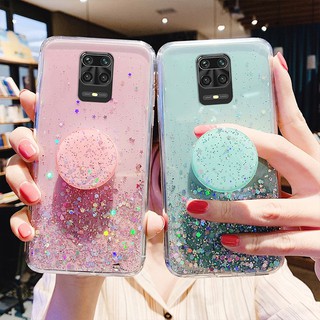 Ốp Lưng Bảo Vệ Điện Thoại Họa Tiết Lấp Lánh Có Nhẫn Đỡ Cho Xiaomi Redmi Note 9s 9 Pro Max Redmi 9a 9c 9 10x 4g 5g