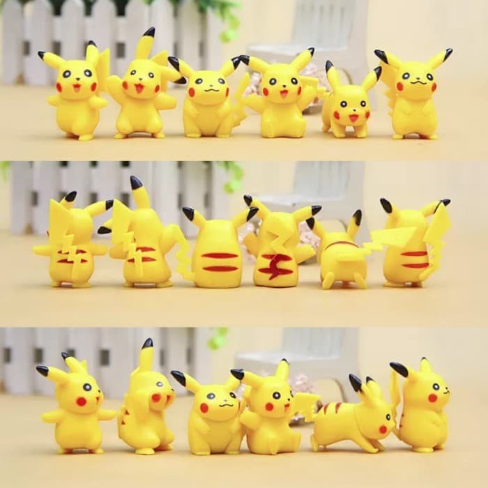 Set 6 Pikachu nhựa trang trí bánh kem, phụ kiện sinh nhật, đồ chơi cho bé, trưng bày