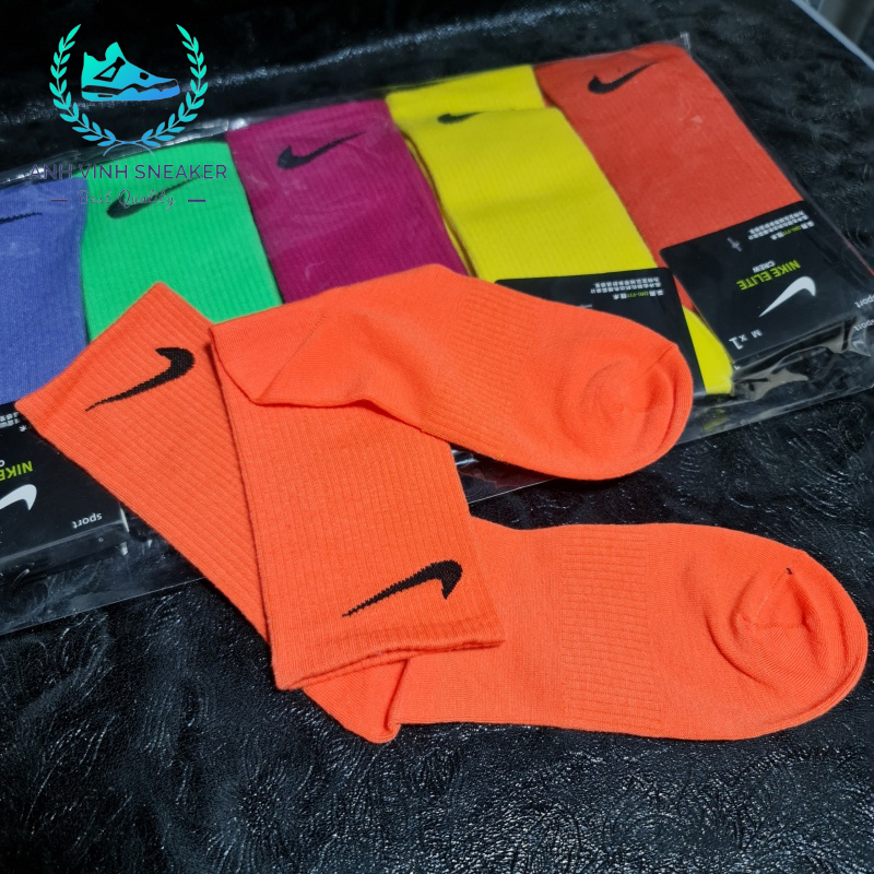 Tất Nike cổ cao nam nữ nhiều màu vớ thể thao set 5 đôi