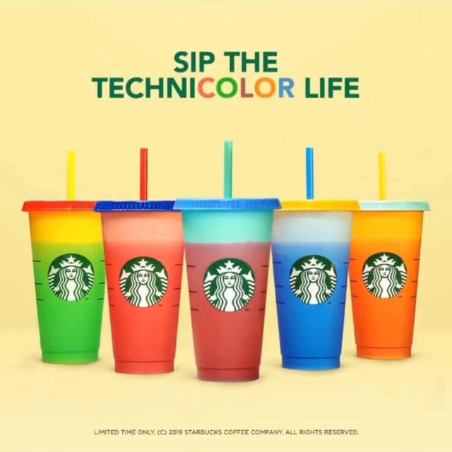 Ly nhựa đổi màu Starbuck - Colour Changing - Reusable cold cups - 100% chính hãng