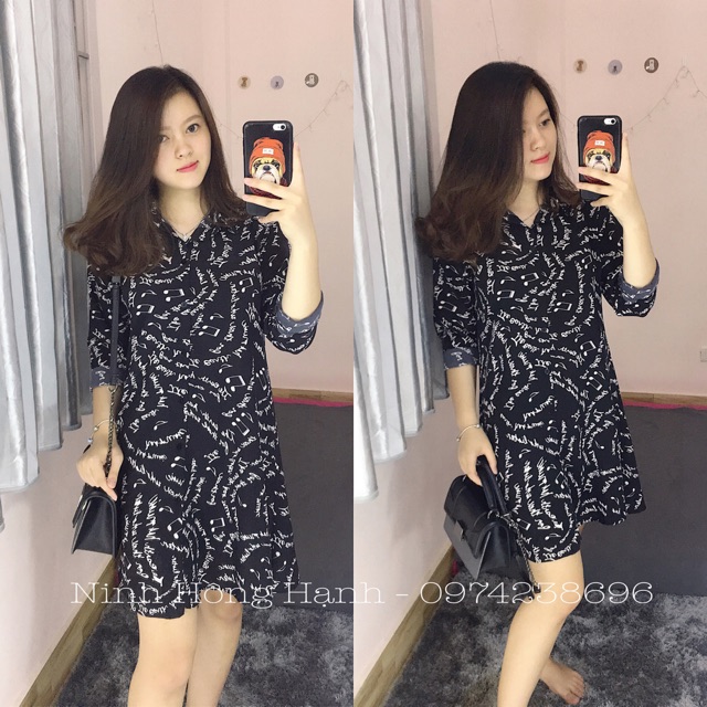 Váy sơ mi chữ ( ảnh thật do tự mình chụp )