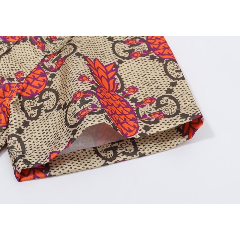 G &amp; U &amp; C-CI-- Áo Sơ Mi Ngắn Tay Họa Tiết Quả Dứa Thời Trang Mùa Hè Chất Lượng Cao