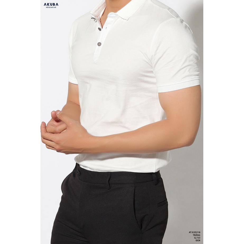 [TRỢ GIÁ] Áo polo nam trơn thanh lịch Akuba form slimfit chất cotton mát mịn co giãn tốt 02D218