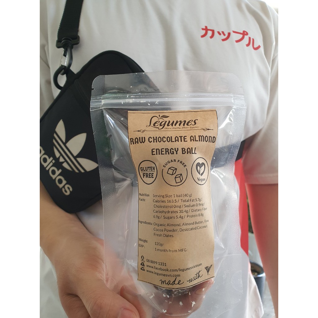 Viên bánh năng lượng Hạnh nhân và Chocolate đen - Raw Almond &amp; Chocolate Energy Ball