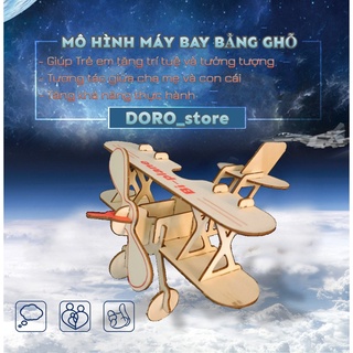 Đồ chơi lắp ráp máy bay ghỗ mô hình 3d ,Lắp ráp mô hình máy bay MB05