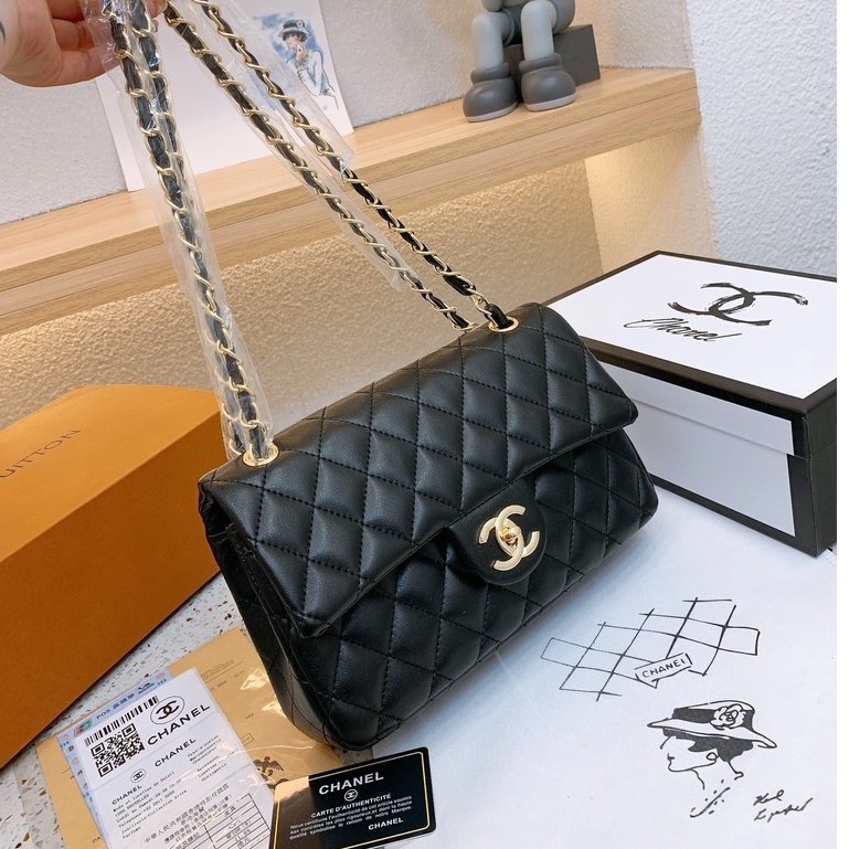 Túi Xách Denim &amp; Kim Loại Vàng 25 * 17 CM