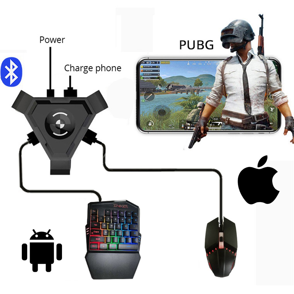 PUBG Mobile Gamepad Keyboard Mouse Converter Set Bluetooth Controller Adapter Bộ kết nối bàn phím, chuột với điện thoại chiến các Game FPS