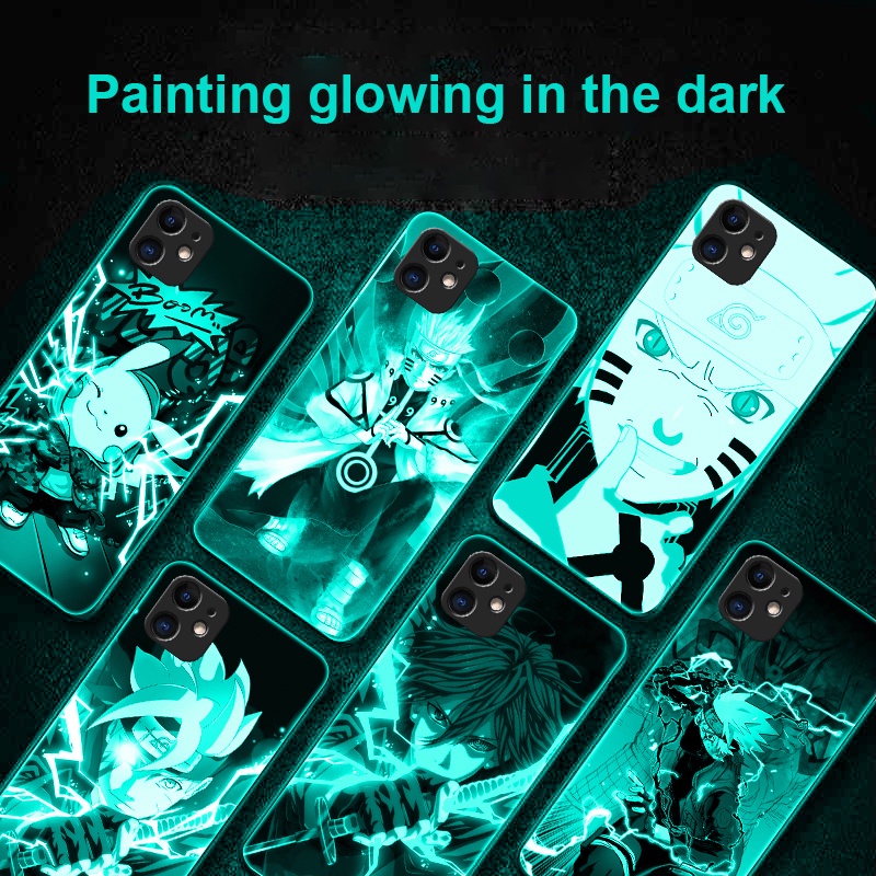 Ốp điện thoại dạ quang hình ONE PIECE For iPhone 7 Plus 8 Plus 6 Plus 6s Plus iPhone 11 iPhone 13 iPhone 12 12 Pro Zorro Sasuke Naruto Boruto Anime Fashion Casing