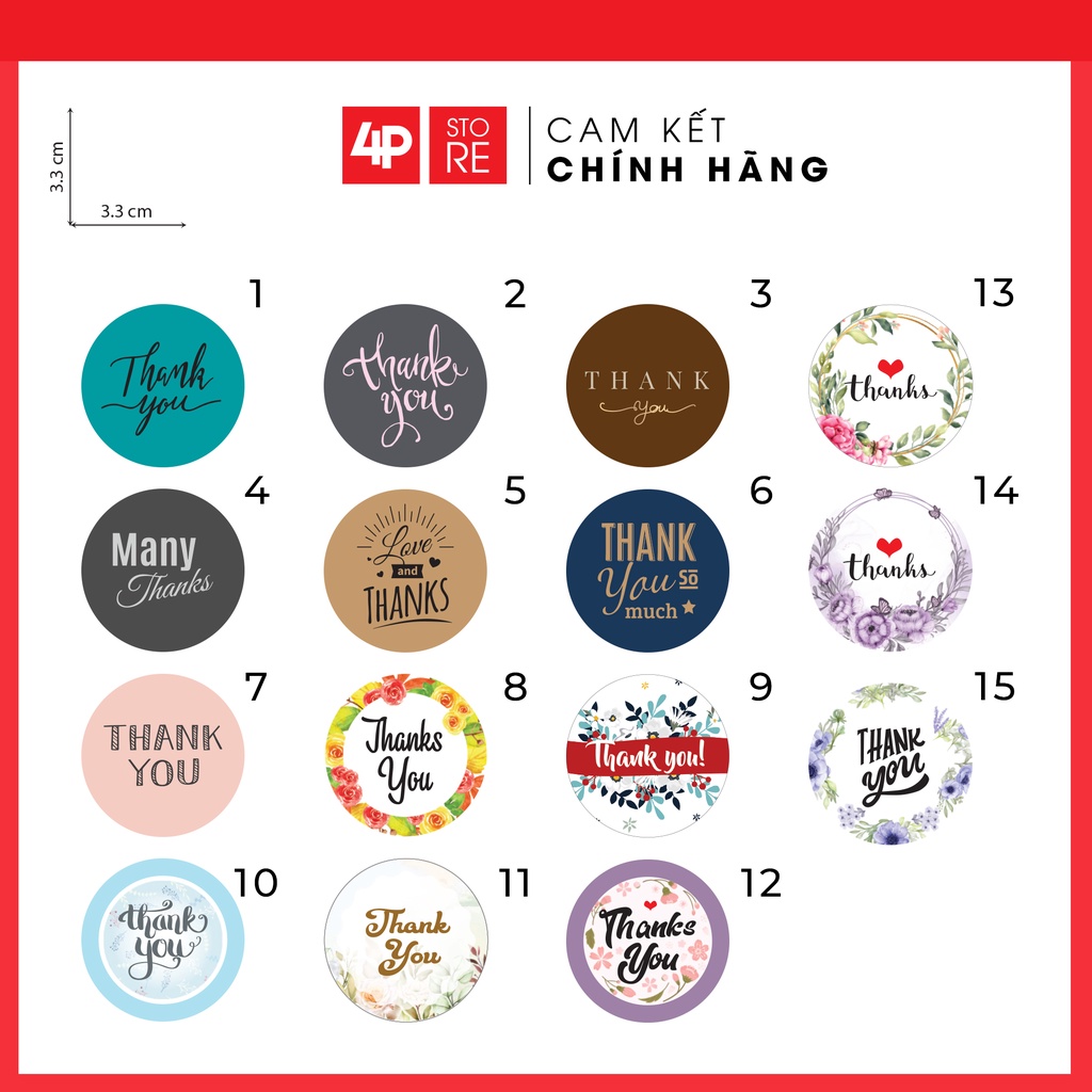 50 NHÃN DECAL TRÒN 3.5CM THANK YOU