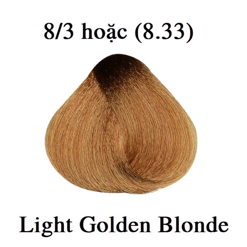 Thuốc nhuộm tóc màu vàng sáng 8/3 light golden blonde , oxy trợ nhuộm tóc ( Tặng kèm 1 đôi bao tay nilon )