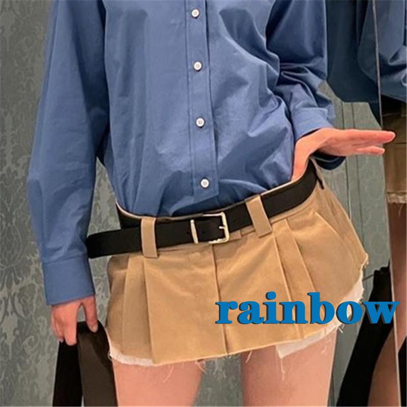 Chân Váy Ngắn Chữ A Lưng Thấp Phối Màu Cầu Vồng Thời Trang Mùa Hè Harajuku Y2K