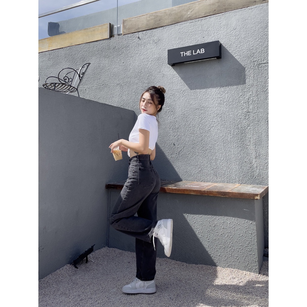 Quần Jean Ống Rộng Kpboutique Màu Xám Đen Chất Jean Mềm Mịn Dễ Mặc Phù Hợp Đi Làm Đi Học Rất Đẹp | BigBuy360 - bigbuy360.vn