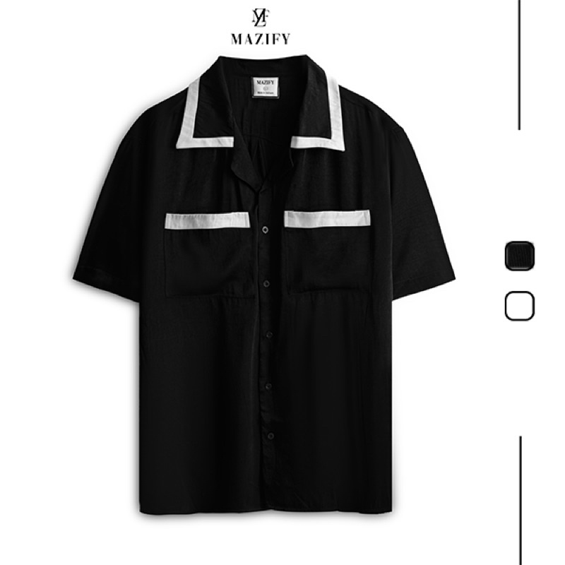 Áo Sơ Mi Nam, Cổ Pijama, Cụt Tay, Sơ Mi Nam Ngắn Tay Mazify SM03