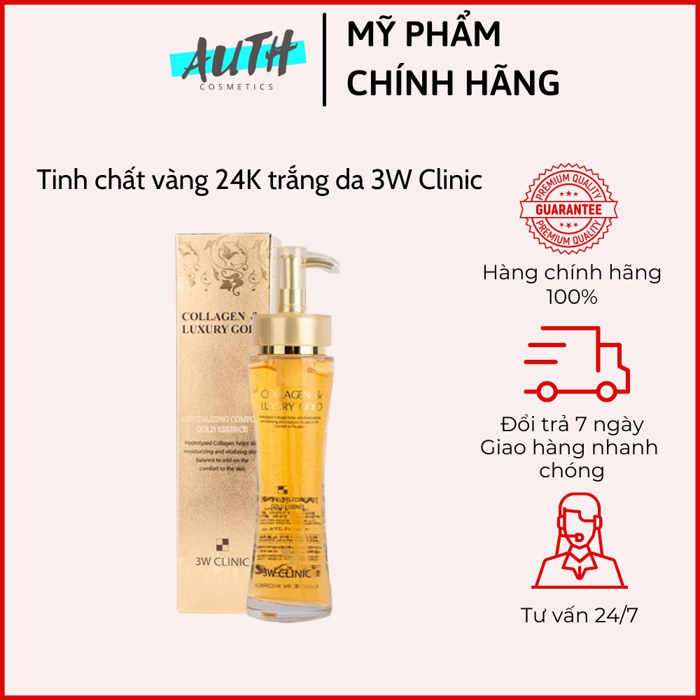 Tinh chất dưỡng trắng da vàng 24k 3W Clinic Collagen Luxury Gold Serum Auth Hàn Quốc