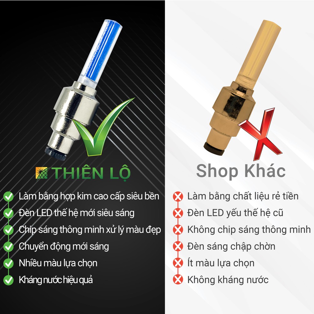 [Chọn Màu] Bộ 2 Đèn LED Van Bánh Xe Máy Ô tô Xe Đạp Siêu Đẹp Cao Cấp Thông Minh Của Thiên Lộ