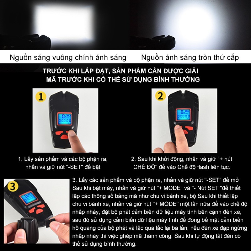 Đèn pha xe đạp 1000 lumen 6 âm thanh kèm dây cáp và 3 chế độ 5