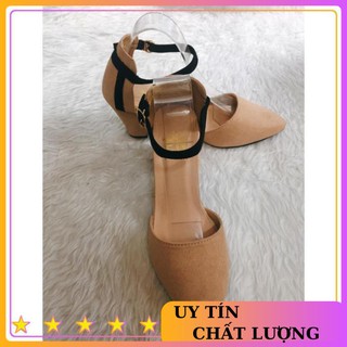 [ HÀNG CAO CẤP Giày gót vuông bít mũi.