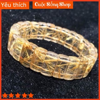 Vòng tay nam nữ bản thạch anhh tóc vàng cao cấp tự nhiên, hợp mệnh thổ & kim, d369