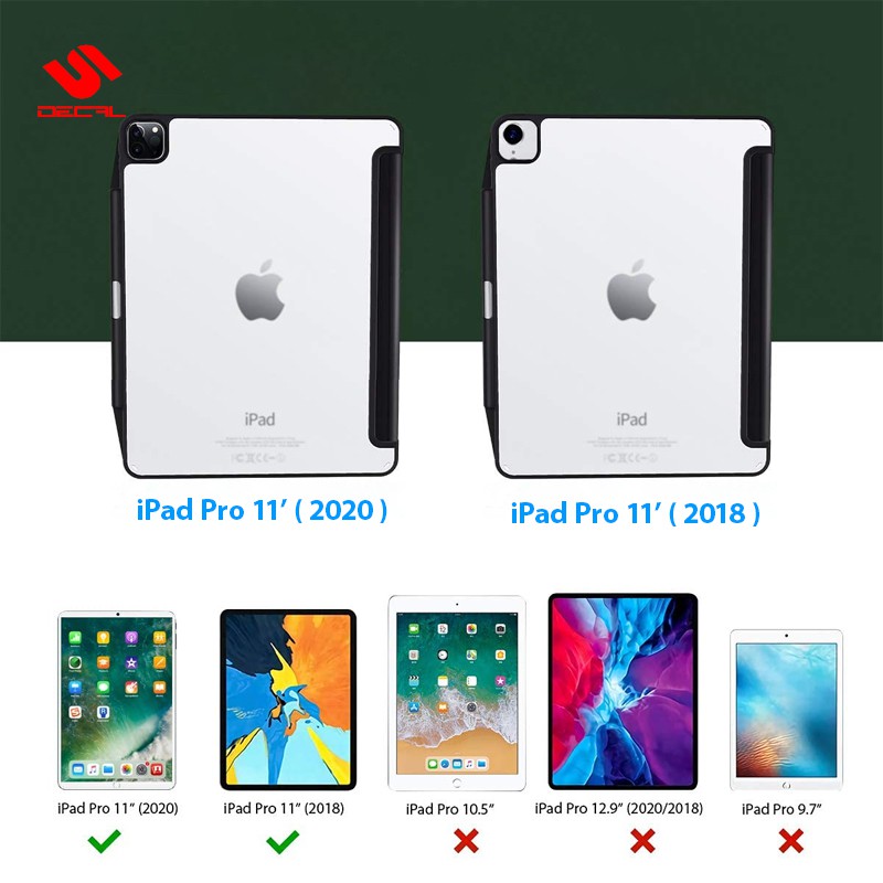 Ốp lưng XUNDD iPad Pro 11' (2020 / 2018), Chống trầy, Chống sốc, Kiểu bao da, Mặt lưng trong