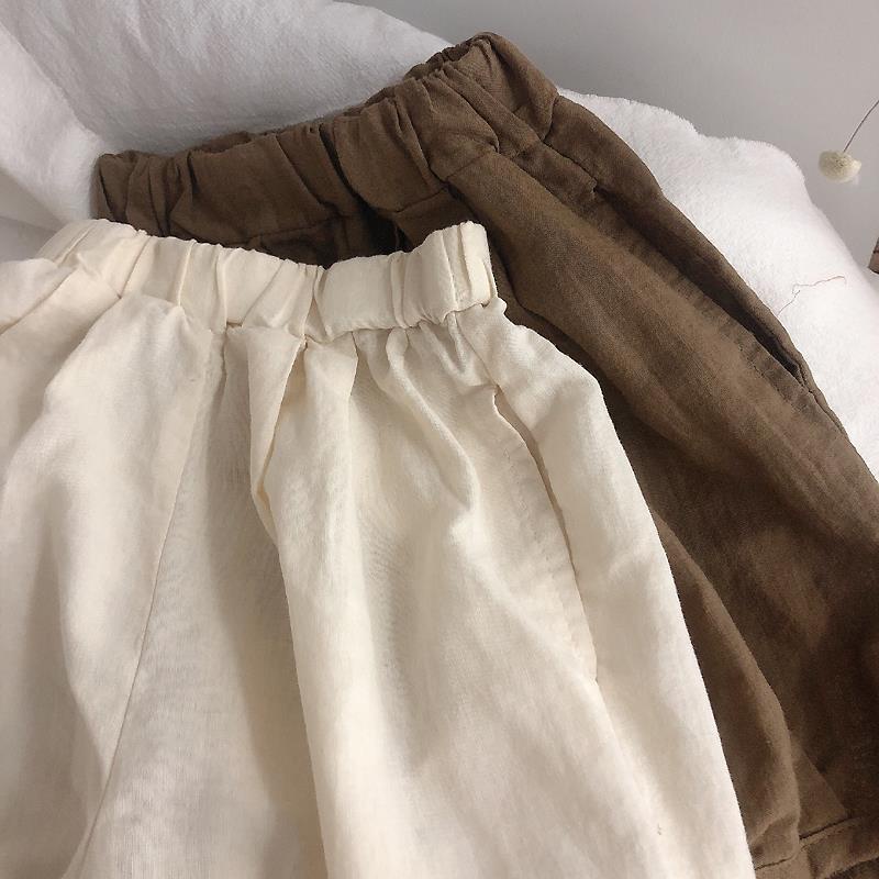 Quần Short Cotton Lanh Mùa Hè Cho Bé Trai Bé Gái