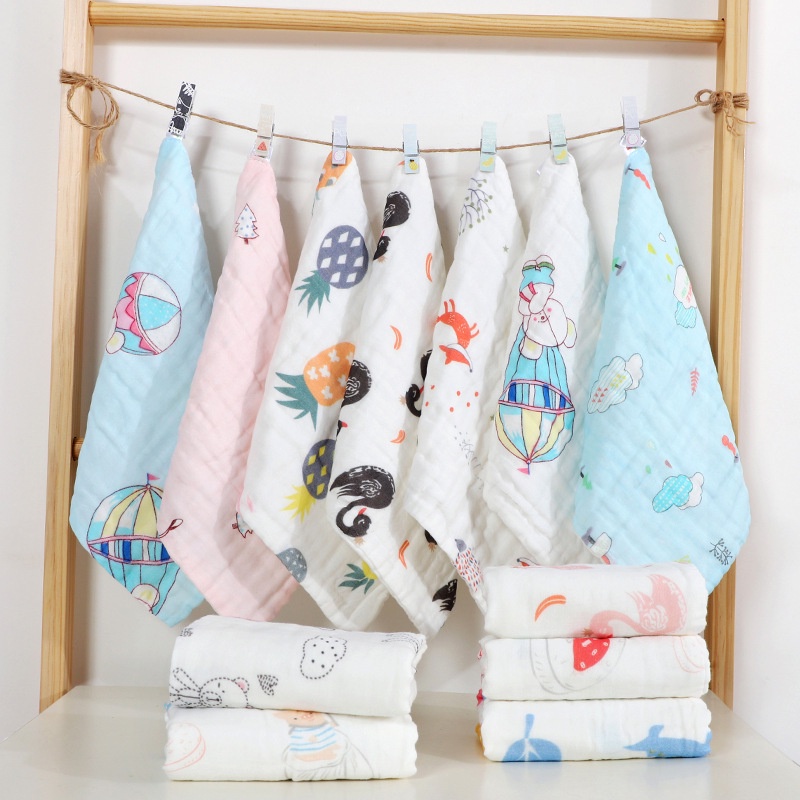 Khăn Ăn 100% Cotton 6 Lớp 25x25cm Cho Bé