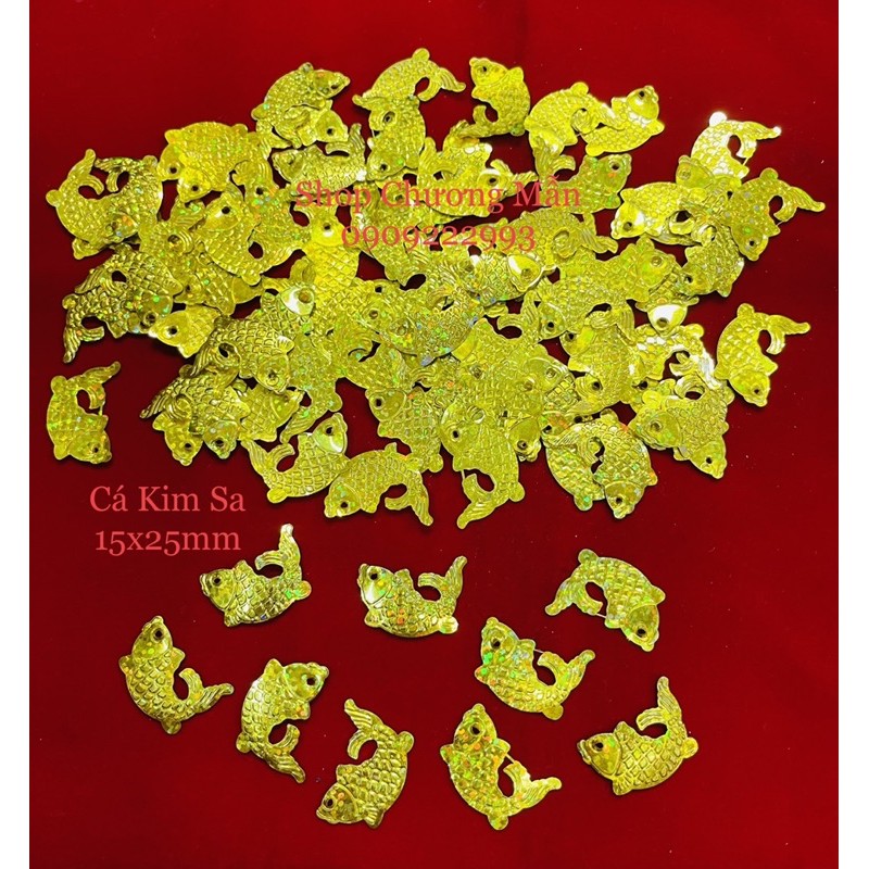 100G Hình Cá Chép 15x25mm Kim Sa Làm Cây Tài Lộc