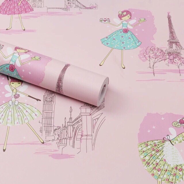 Giấy dán tường 10m hình thiếu nữ [FREE_SHIP] - Decal dán tường 10m có keo sẵn