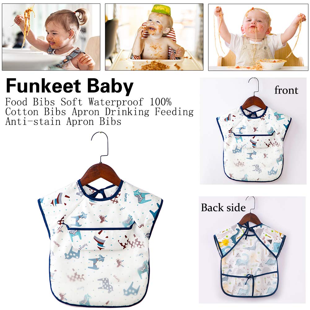 Adjustable Cartoon Baby Bibs/ Cotton and EVA Waterproof Lunch Feeding Bibs /  Baby Feeding Cloth Children Baby Apron /Washable Stain and Odor Resistant Apron