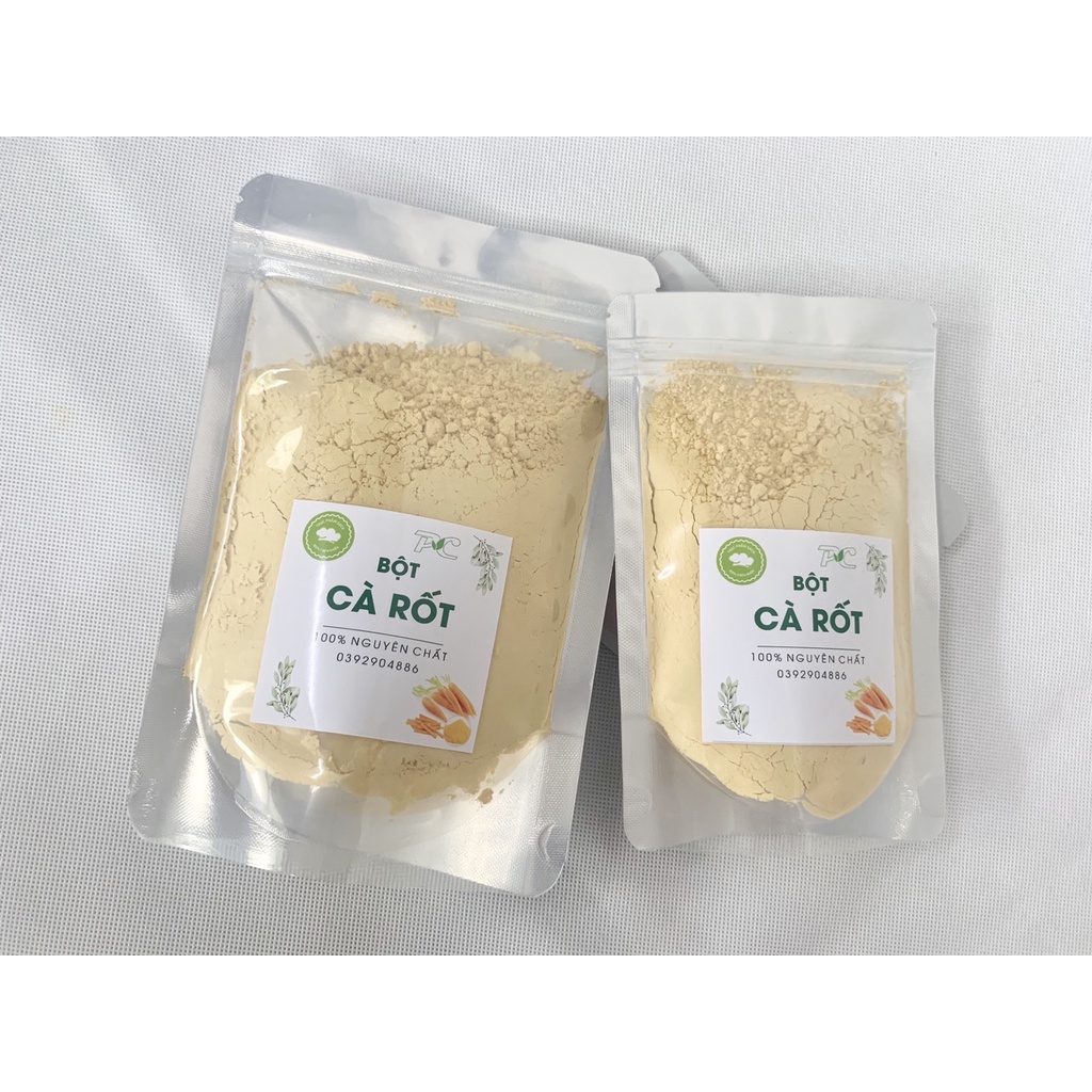 Bột cà rốt sấy lạnh nguyên chất dùng uống đẹp da, tạo màu thực phẩm, làm đồ ăn dặm cho bé (50gram-100gram-200gram)