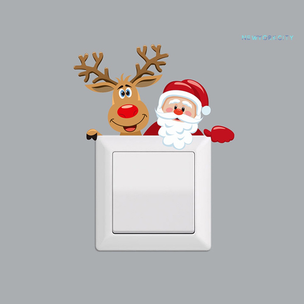 Đề Can Dán Trang Trí Công Tắc Họa Tiết Giáng Sinh Năm Mới