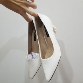 Guốc trắng gót bạc 5p