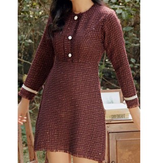 Ceci Cela - Đầm Simon Vải Tweed Tay Dài