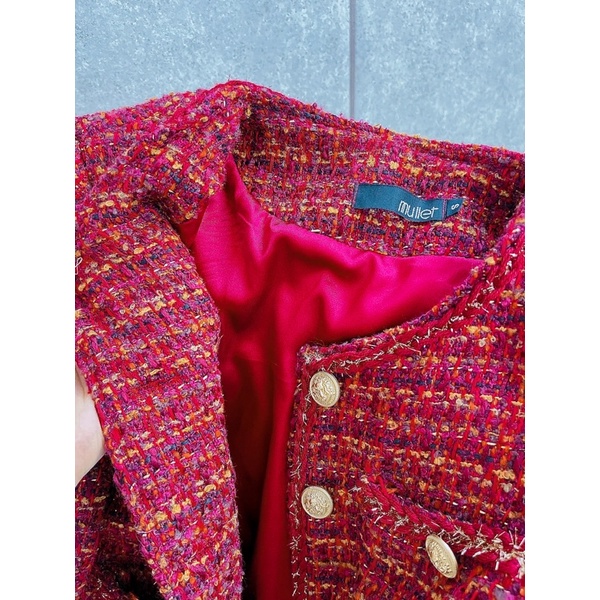 Set dạ tweed đỏ đô tách rời