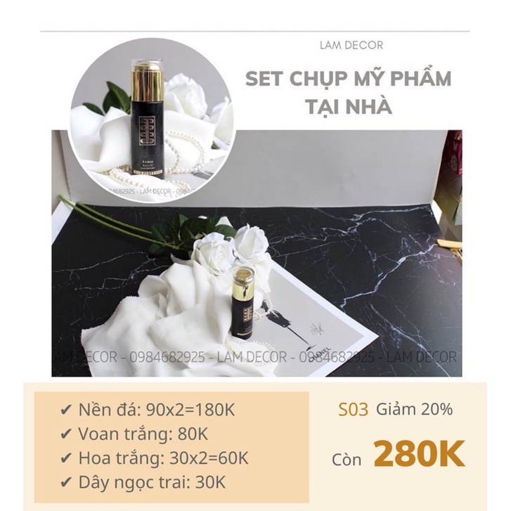 (Giảm 25%) 𝐒𝐞𝐭 𝐂𝐡𝐮̣𝐩 𝐀̉𝐧𝐡 mỹ phẩm đen trắng - Set 01