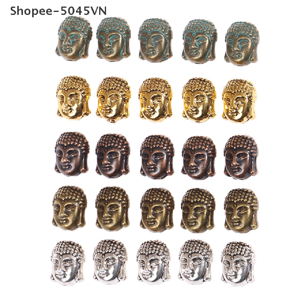Set 10 Hạt Xỏ Lỗ Hình Đầu Phật Làm Trang Sức Thủ Công