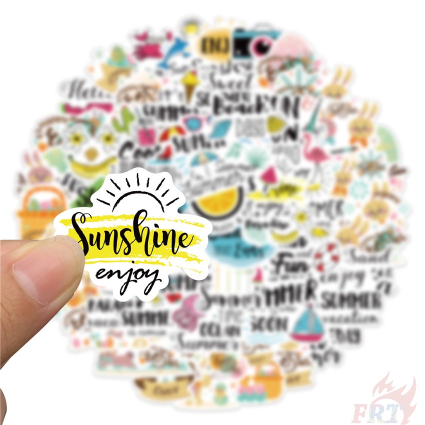 ❉ Sticker Dán Trang Trí Hình Bãi Biển Mùa Hè Series 01 ❉ Bộ 55 Sticker Chống Thấm Nước Họa Tiết Doodle Hợp Thời Trang