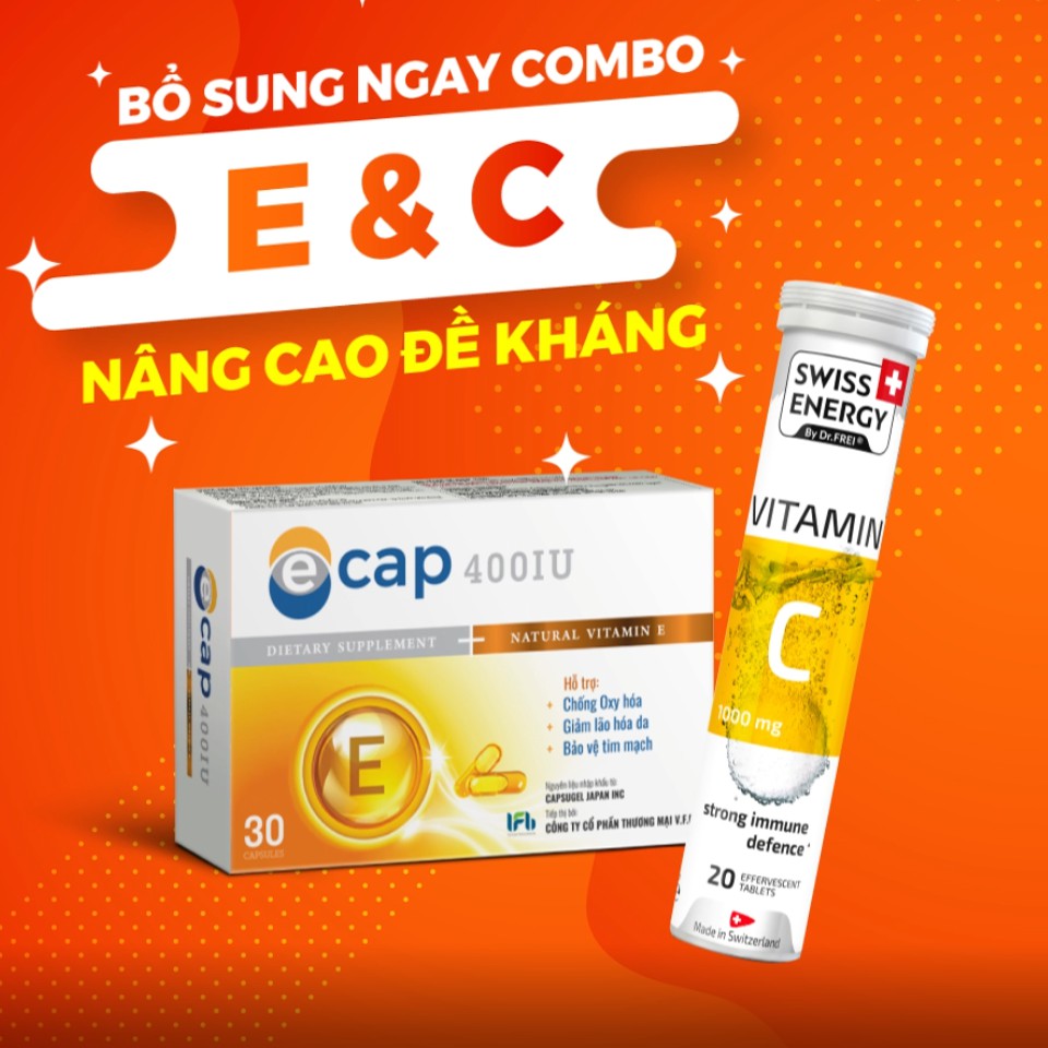 [Combo] Vitamin E kết hợp Vitamin C Tăng Sức Đề Kháng - Chăm Sóc Da Toàn Diện - Tặng Mặt Nạ Hàn Quốc