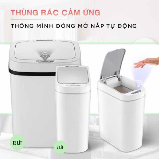 THÙNG RÁC CẢM ỨNG 12L,thùng rác thông minh không cần chạm ,sử dụng pin 3v ,hàng chính hãng