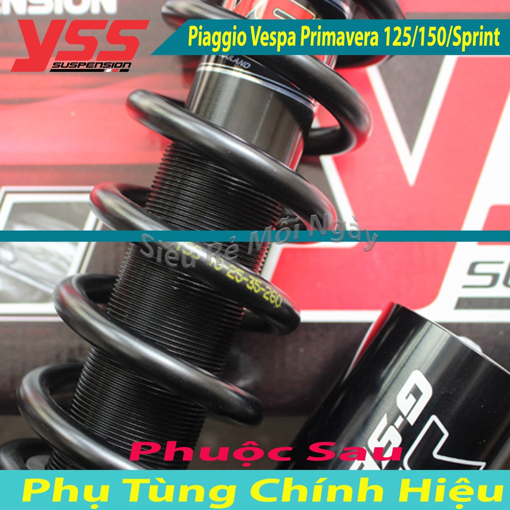 Cặp Phuộc Bình Dầu Trước và Sau YSS Piaggio Vespa Primavera 125,150,Sprint Black