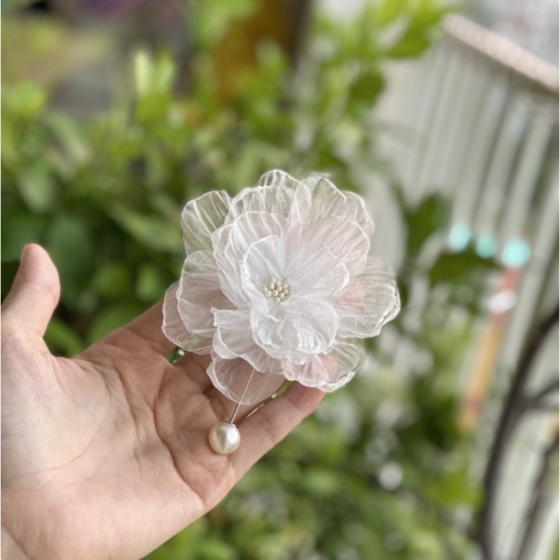 Hoa cài áo - Hoa cài áo chất liệu voan nhăn nhiều màu