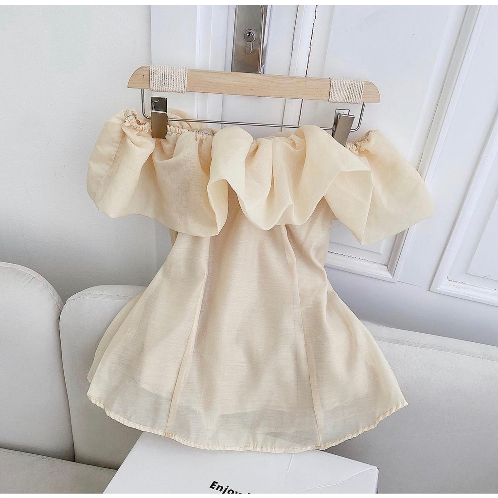 Áo trễ vai tay bồng,áo kiểu nữ bánh bèo tiểu thư xinh xắn, top hottrend 2023 đẹp A666 HOASUMO