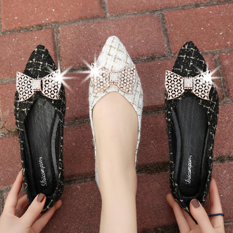 Giày Búp Bê Đính Đá Thiết Kế Mới Thời Trang Theo Phong Cách Hàn Quốc Cho Nữ