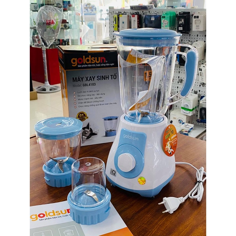 Máy xay sinh tố Goldsun GBL4103 3 cối thủy tinh 1.25L, 0.8L, 0.4L Hàng chính hãng - BH 12 tháng