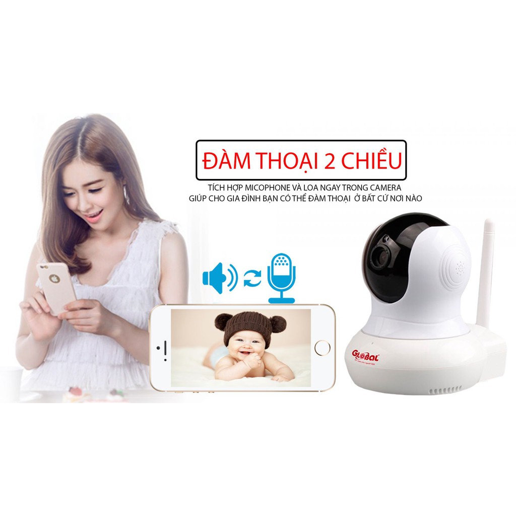 [Chính Hãng] Camera Global IP Wifi W1 1.0M 720P HD/ Xoay 360/ đàm thoại 2 chiều/ Hồng ngoại vào ban đêm