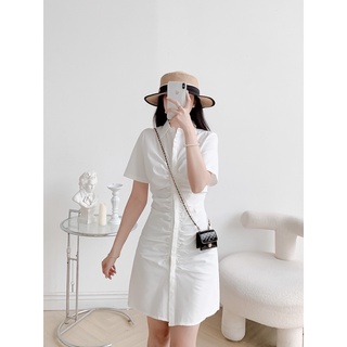 Váy sơ mi ôm body nhún thân LYRA, đầm cách điệu trẻ trungm nữ tính-VSYVD0110