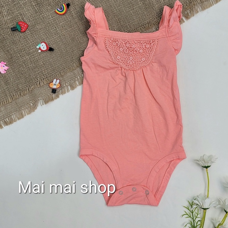 (Chọn màu-sz 6-9M) Body chíp 2 DÂY, BA LỖ, CÁNH TIÊN xuất dư cho bé gái- Bodysuit, bộ đồ liền thân, áo liền quần