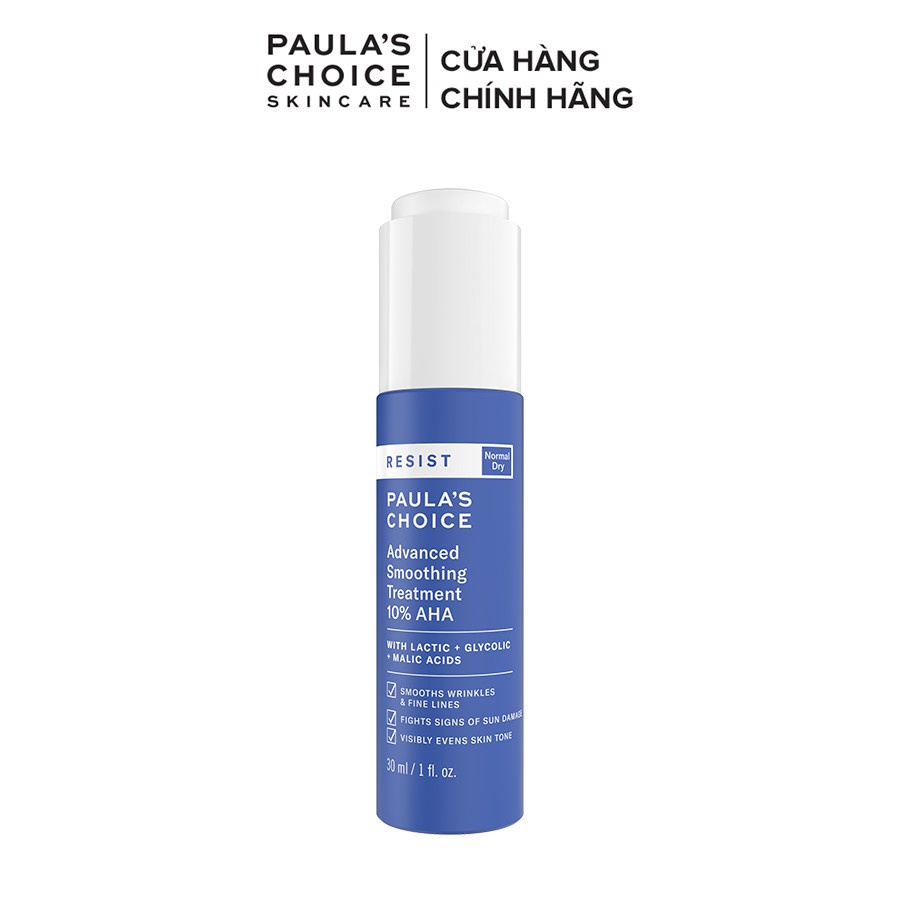 Lotion tẩy da chết làm sáng và căng bóng da Paula's Choice Resist Advanced Smoothing Treatment 10% AHA 30ml 7651