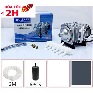 [ CÓ VIDEO] Máy sục khí mini 6 vòi Hailea ACO-208 ( 25W - 45L/P) cung cấp oxy cho hồ thúy sinh. BH bởi Fish Mart