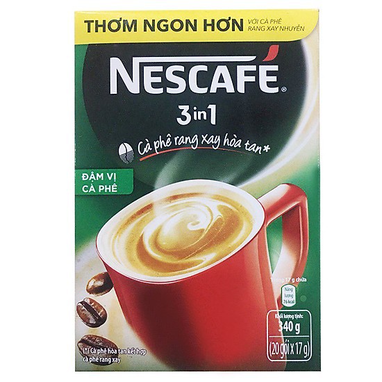 [Chính hãng] Hộp NESCAFÉ 3in1 Cà Phê Rang Xay Hòa Tan Đậm Vị Cà Phê (20 gói x 17g)