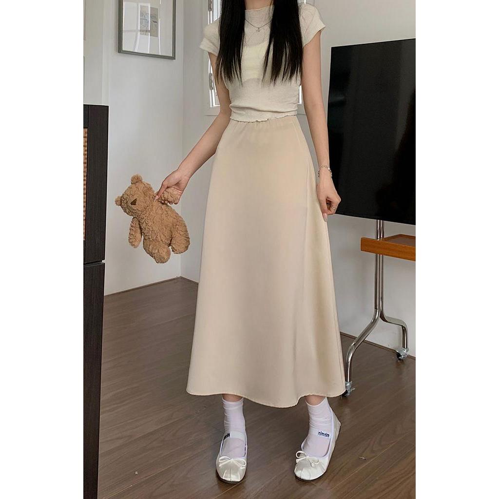 62001 Váy Midi Chữ A Satin